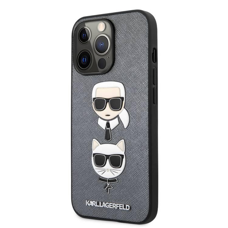 CG MOBILE Karl Lagerfeld PU Saffiano Case with Embossed Karl & Choupette Head Compatible for iPhone 13 Pro Max (6.7") Scratch Resistant, Easy Access to All Ports, Drop Protection Back Cover Suitable with Wireless Charging Officially Licensed