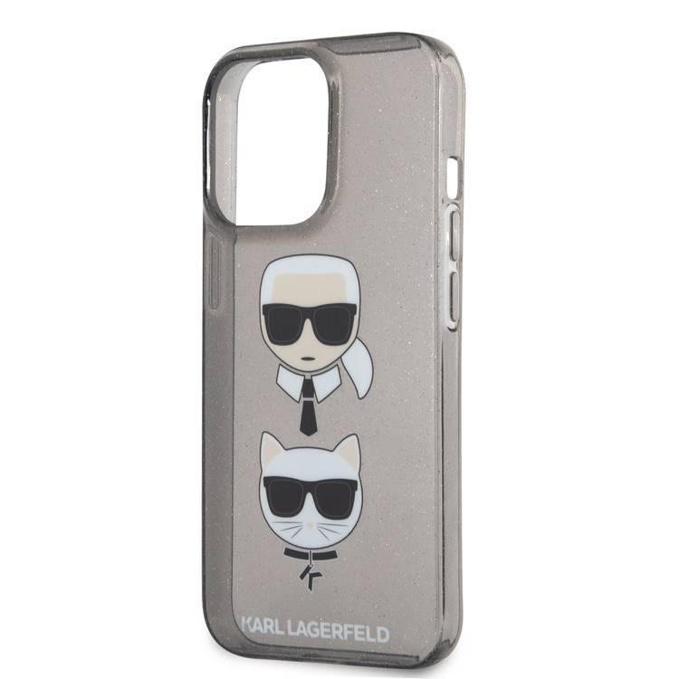 CG MOBILE Karl Lagerfeld TPU Full Glitter Case with Embossed Karl & Choupette Head Compatible for iPhone 13 Pro (6.1") Scratch Resistant, Easy Access to All Ports, Drop