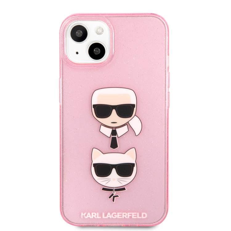 CG MOBILE Karl Lagerfeld TPU Full Glitter Case with Embossed Karl & Choupette Head Compatible for iPhone 13 Pro Max (6.7") Scratch Resistant, Easy Access to All Ports, Drop Protection Back Cover Suitable with Wireless Charging Officially Licensed