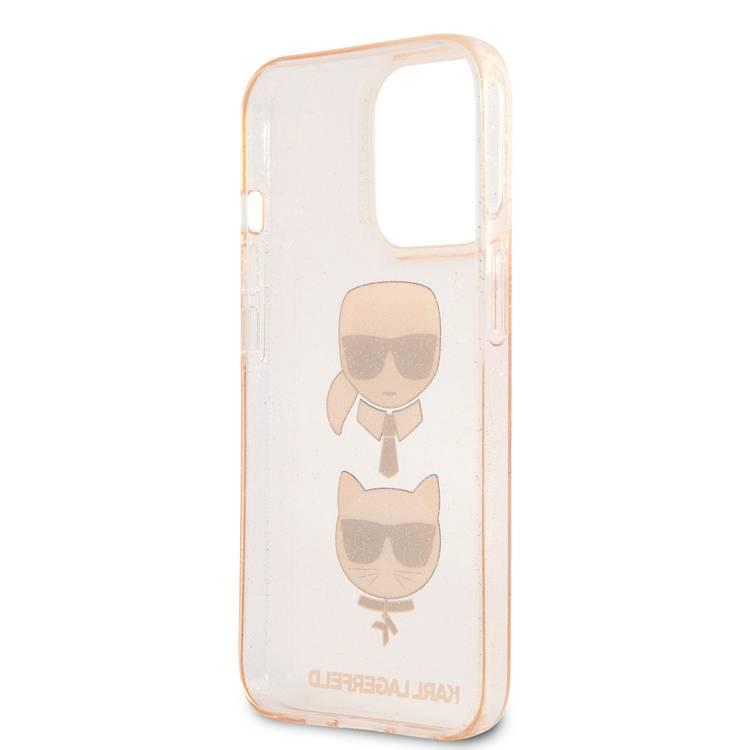CG MOBILE Karl Lagerfeld TPU Full Glitter Case with Embossed Karl & Choupette Head Compatible for iPhone 13 Pro  (6.1") Scratch Resistant, Easy Access to All Ports, Drop
