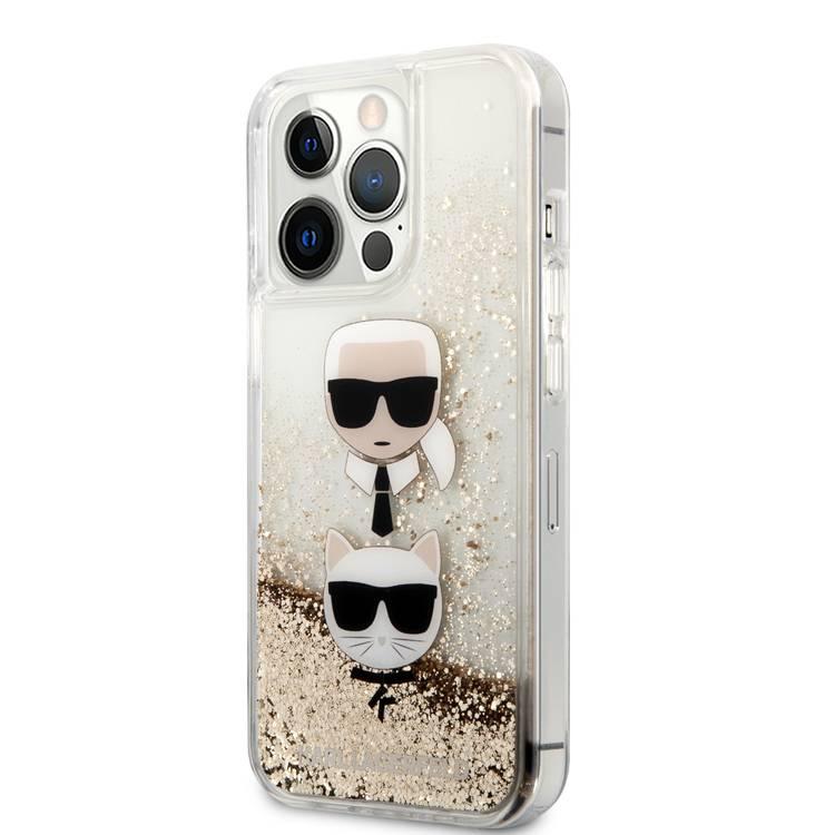جراب CG MOBILE Karl Lagerfeld سائل لامع كارل ورأس Choupette متوافق مع iPhone 13 Pro (6.1 بوصة) سهل الوصول إلى جميع المنافذ ، مقاوم للخدش ، غطاء خلفي للحماية من السقوط
