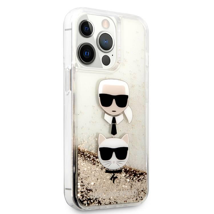 جراب CG MOBILE Karl Lagerfeld سائل لامع كارل ورأس Choupette متوافق مع iPhone 13 Pro (6.1 بوصة) سهل الوصول إلى جميع المنافذ ، مقاوم للخدش ، غطاء خلفي للحماية من السقوط