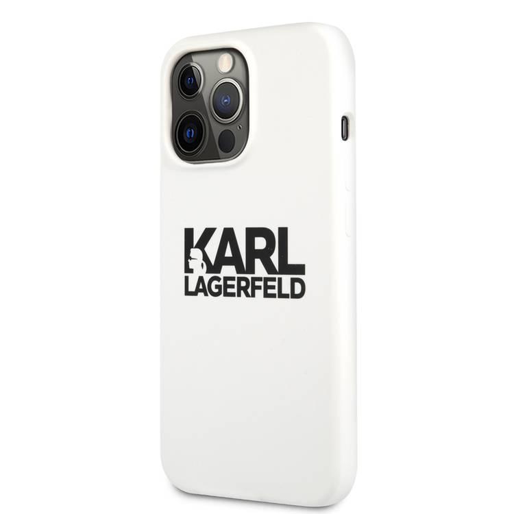 CG MOBILE Karl Lagerfeld Liquid Silicone Case Stack Logo Compatible for iPhone 13 Pro Max (6.7") Easy Access to All Ports, Scratch Resistant, Drop Protection Back Cover