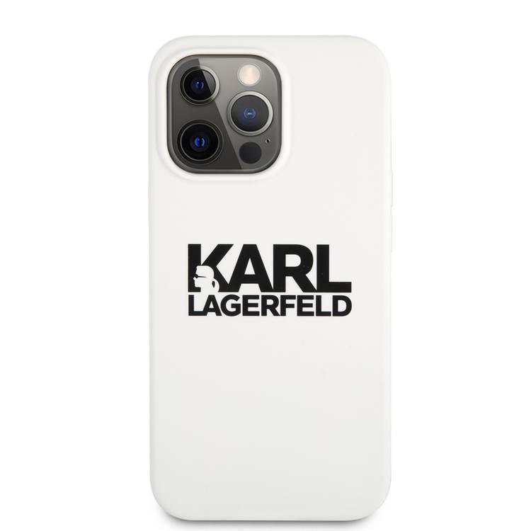 CG MOBILE Karl Lagerfeld Liquid Silicone Case Stack Logo Compatible for iPhone 13 Pro Max (6.7") Easy Access to All Ports, Scratch Resistant, Drop Protection Back Cover Suitable with Wireless Charging Officially Licensed