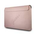 CG MOBILE Guess PU Saffiano Script Computer Sleeve 13" Elegant Notebook Bag for MacBook, Portable Storage Bag Suitable for Outdoor, Business, Office, School Officially Licensed Pink