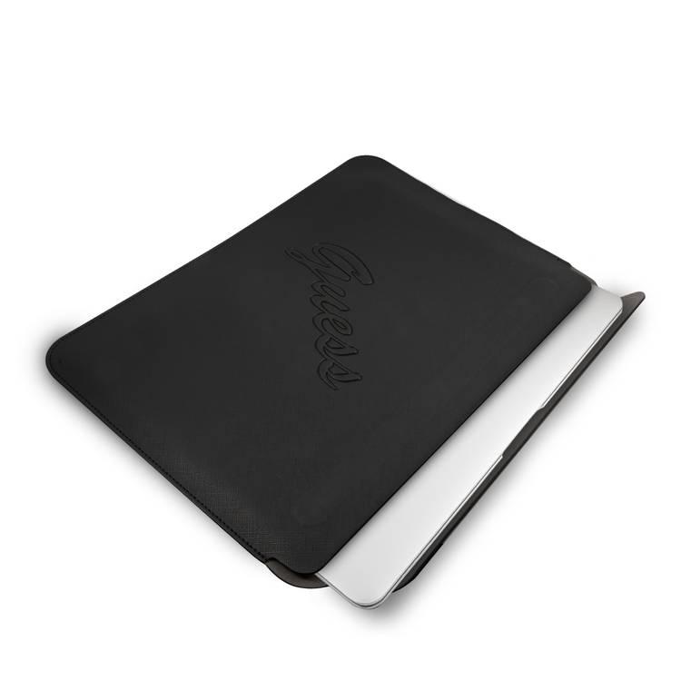 CG MOBILE Guess PU Saffiano Script Computer Sleeve 13" Notebook Bag Compatible for MacBook, Portable Elegant Bag Suitable for Outdoor, Business, Office Officially Licensed - Black