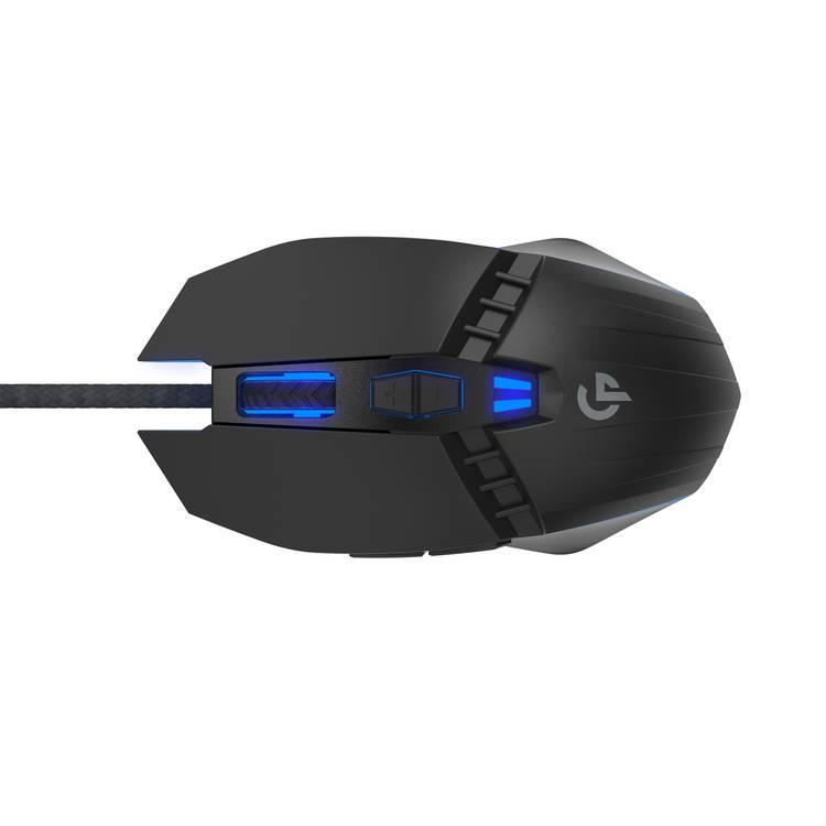 Porodo PDX314-BK Gaming Mouse Gaming 7D Wired LED Gaming Mouse 8000 DPI Built for Serious Gaming w/ 7 Light Effects, 30 IPS Tracking Speed, 1.5m Braided USB Cable - Black