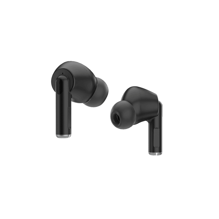 Porodo Soundtec Wireless ANC In-Ear Earbuds with -24dB Active Noise Cancellation, Comfortable Fit Bluetooth 5.0 Headset with Superior Mic Compatible for Wireless Charging - Black