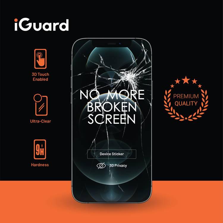 iGuard by Porodo 3D Curved-Edge Glass Screen Protector with Oleo-Phobic Coating Compatible for iPhone 13 Pro Max (6.7") 9H Hardness, Seamless Touch, Shock & Impact Protection, Anti-scratch Screen Guard with Alignment Frame