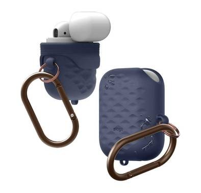 Elago Waterproof Active Case Compatible for Apple Airpods, Waterproof & Dustproof, Convenient for Charging, Aluminum Carabiner for Belt Strap/Bag, Impact Resistant - Jean Indigo