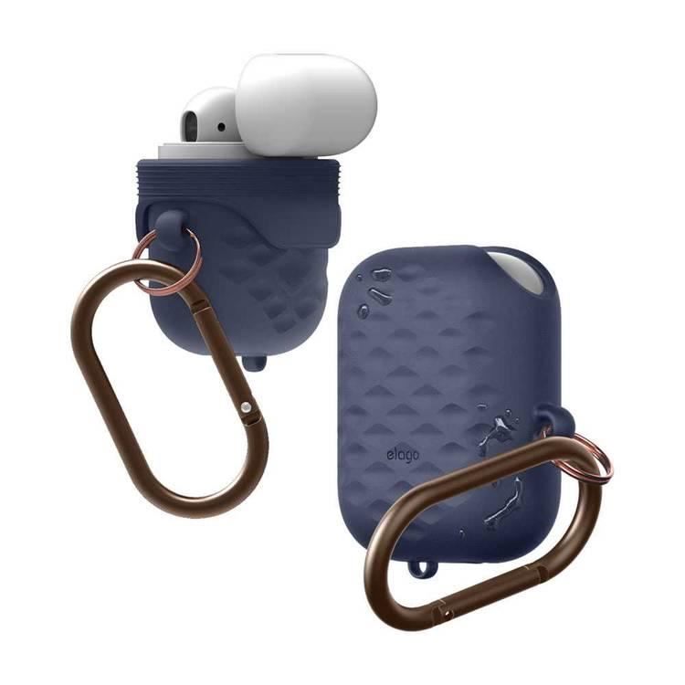 Elago Waterproof Active Case Compatible for Apple Airpods, Waterproof & Dustproof, Convenient for Charging, Aluminum Carabiner for Belt Strap/Bag, Impact Resistant - Jean Indigo
