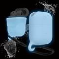 Elago Airpods Waterproof Hang Case, High Quality Silicone, Waterproof Case up to 1meter(3.3ft), Functional Design, Dustproof, Aluminum Carabiner, Impact Protection- Nightglow Blue