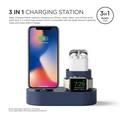 Elago 3 in 1 Charging Hub, 3-in-1 Charging Station, Compatible for iPhone, Airpods & Smartwatch, High Quality Silicone Material, Durable, Prevents Cluttering of Cables-Jean Indigo