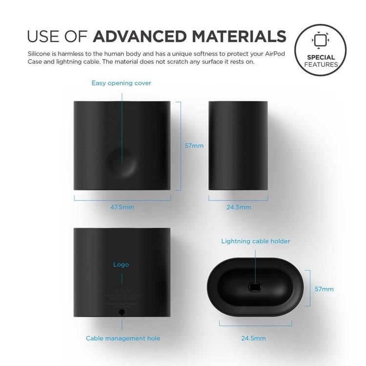 Elago Charging Station for Airpods Case, Premium Silicone, Exact Fit, Scratch Resistant, Detailed Design, Made of Non-Toxic Material