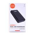 Porodo Dual USB Universal Power Bank 20000mAh with Rubberized Surface, Compact Slim Design Portable Charger Powerbank with LED Battery Indicator Compatible for Smartphones - Black