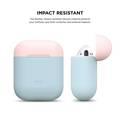 Elago Duo Case for Airpods, 3-in-1 Pastel Color, High Quality Silicone, Shock Resistant, Scratch Resistant, Supports Wireless Charging - Body-Pastel Blue / Top-Pink,White