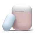 Elago Duo Case for Airpods, 3-in-1 Pastel Color, High Quality Silicone, Shock Resistant, Scratch Resistant, Supports Wireless Charging - Body-Pink / Top-White,Pastel Blue
