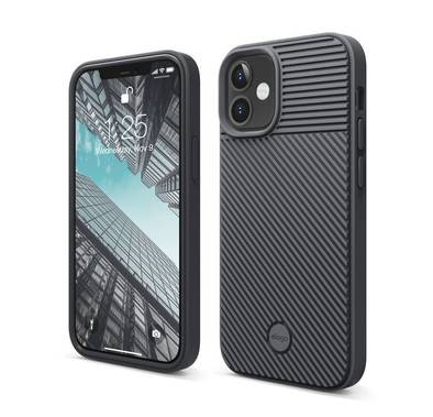Elago Cushion Case Compatible w/ iPhone 12 Mini (5.4") Full Protection, Slim, Shock Absorbing Design, Supports Wireless Charging, Raised Lip for Camera Protection - Dark Grey