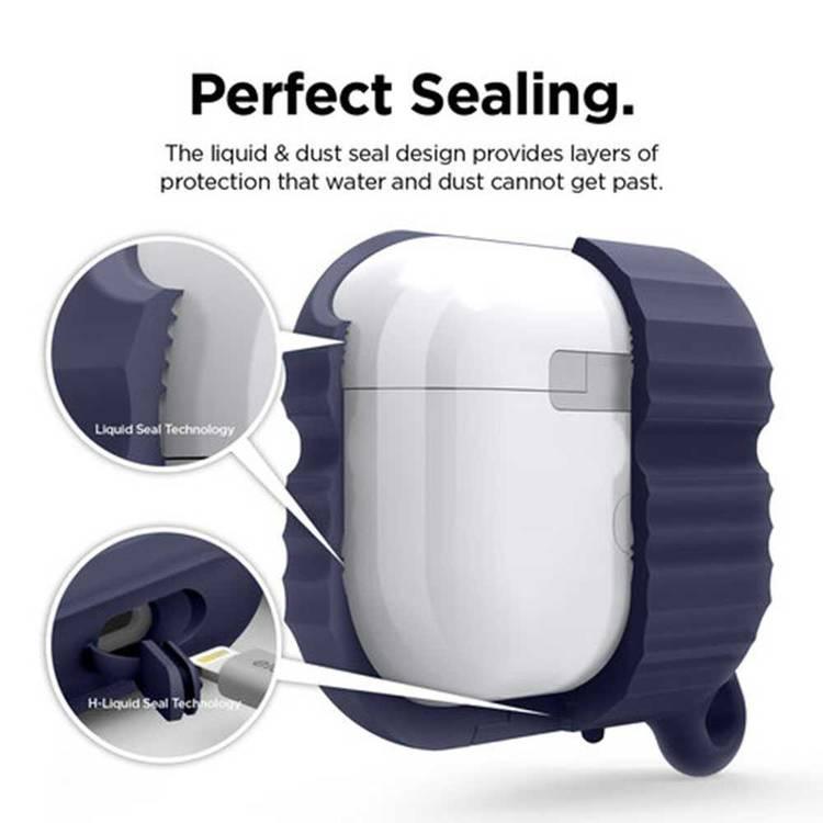 Elago Airpods Pro Waterproof Hang Case, Supports Wireless Charging, 360° Protection, 1.55mm Raised Lip for External Impacts, Water & Dust Resistant, Anti-Slip Design - Jean Indigo