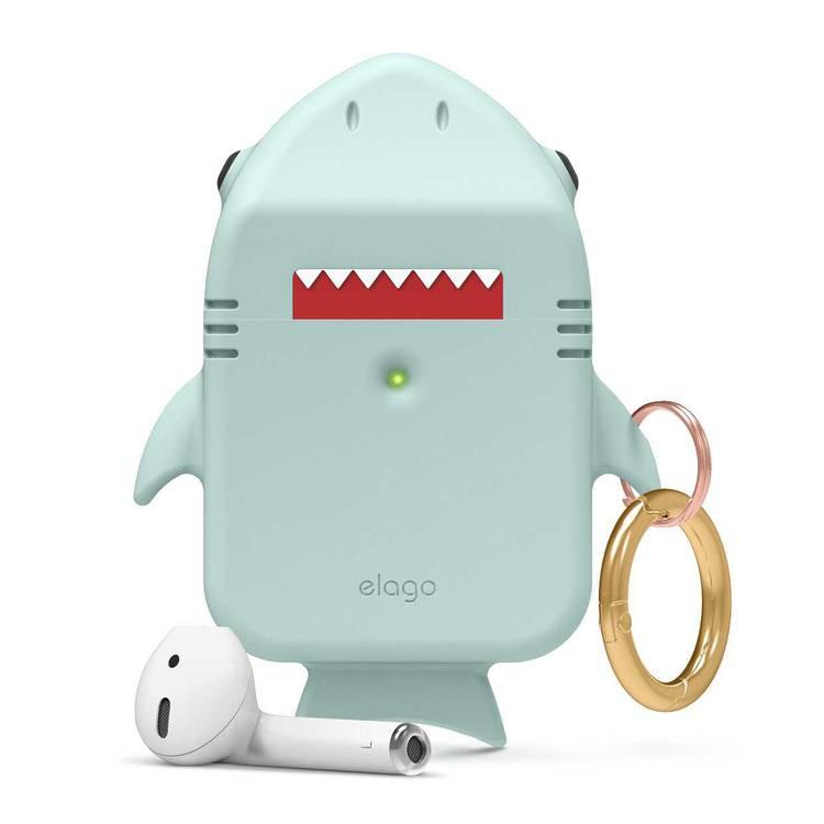 Elago Shark Case Compatible for Apple Airpods, Protect with Style, Durable Premium Silicone, Special Anti-Slip Coating in Cap, Lightweight, Bring It Anywhere w/ You - Baby Mint