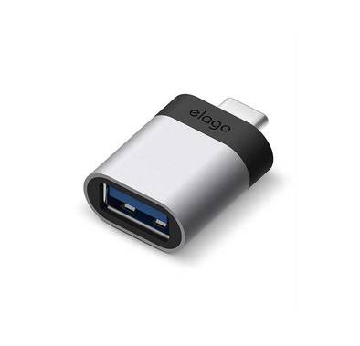 Elago Mini Aluminum USB-C Adapter ( 2 Sets ), Compatible with USB Type-C Devices, Portable & Convenient, Aluminum Made, USB 3.0 Superspeed, Compact & Convenient - Silver