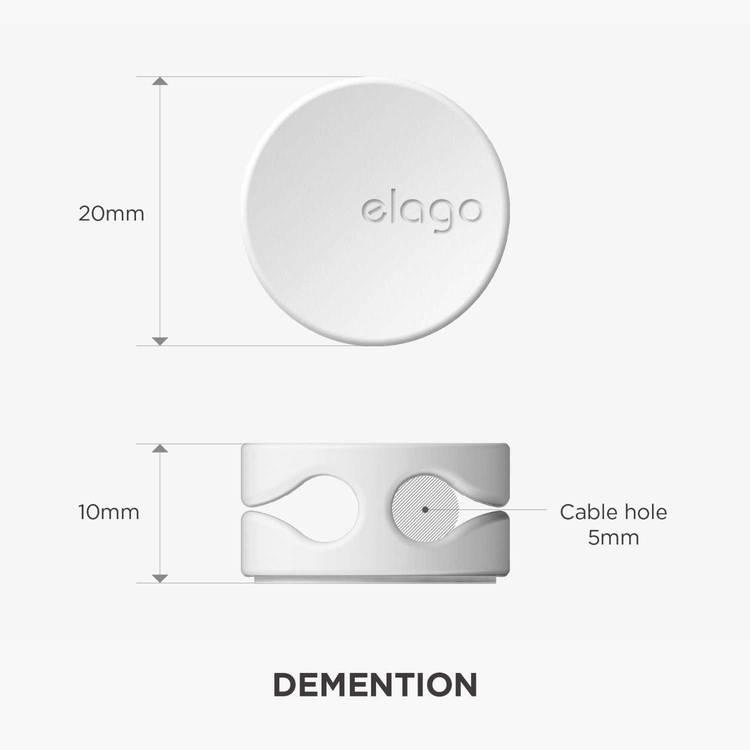 Elago Cable Managament Button, Compatible with Different types of Cables, Power Cord, TV Cable, USB Cable, Home and Office, Desktop Cable, Earphones Organizer, Organized - White