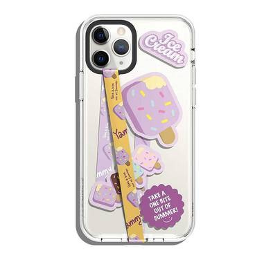 Elago Phone Strap for Smartphones, Stays Securely Attached, Double Sided Design for Variation, More Freedom to do more w/ Secure Strap - Yellow Strap &amp; Blueberry Ice Cream