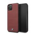 BMW Hard Case Leather Horizontal Lines Compatible w/ iPhone 11 Pro, Complete Protection, Easy Access to All Ports, Raised Edge to Protect Camera - Burgundy