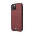 BMW Hard Case Leather Horizontal Lines Compatible w/ iPhone 11 Pro, Complete Protection, Easy Access to All Ports, Raised Edge to Protect Camera - Burgundy