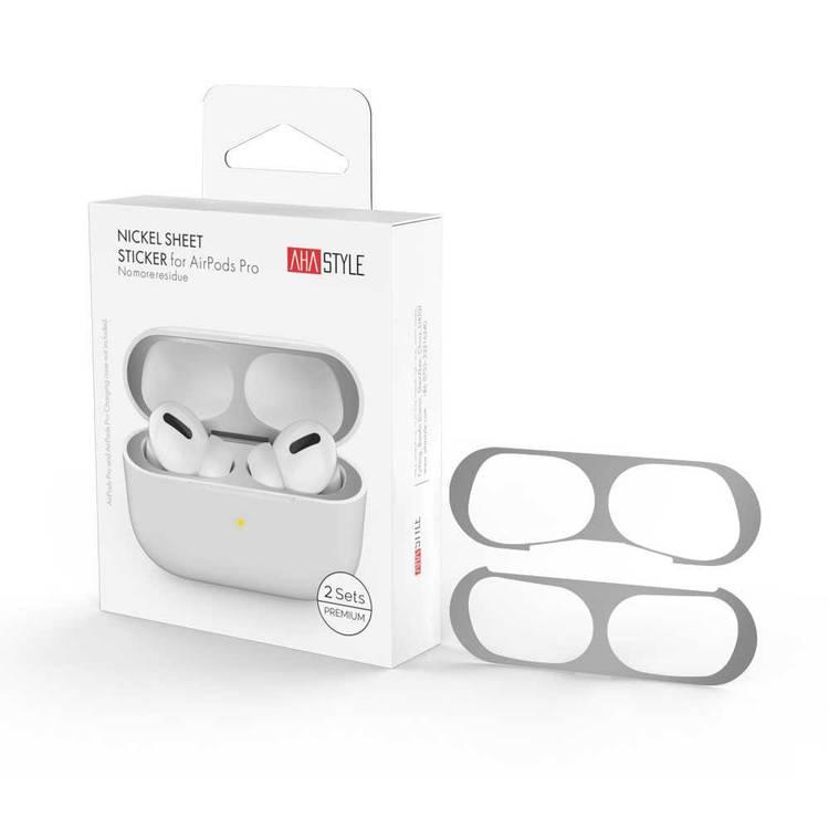 AhaStyle Metallic Dust Guard Cover (2 Sets ) Compatible for AirPods 2 , Nickel Sheet Sticker, Dustproof, & Scratch Resistant, Special Dust Protection