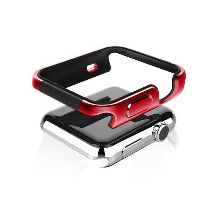 X-Doria Defense Edge Case Compatible for Apple Watch 44mm - Anti-Scratch - Impact Protection - Easy Snap-on Design - Soft Rubber Lining - Metallic Red (Machined Metal Guard)