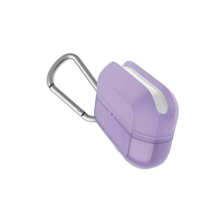 X-Doria Defense Journey TPU Case with Anti-Lost Carabiner & Loop Compatible for AirPods Pro - Water & Dust Resistant - 360 Degree Full Protection - Anti-Scratch - Purple