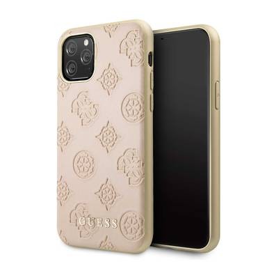 CG MOBILE Guess 4G Peony PC/TPU Leather Hard Phone Case Compatible for iPhone 11 Pro (5.8") Classy Design Shockproof Mobile Case  Officially Licensed - Light Pink