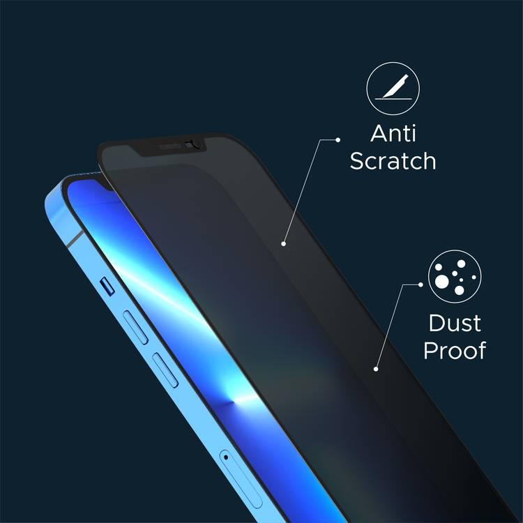 Levelo 9H Privacy Twice Tempered Glass Screen Protector Compatible for iPhone 13 / 13 Pro (6.1") Anti-Scratch - Non-Breakable Edges - Anti-Peeping Screen Guard Protector - Black