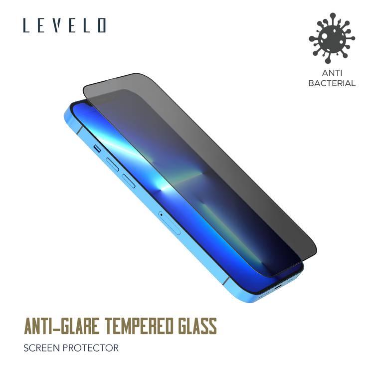 Levelo 9H Anti-Glare Tempered Glass Screen Protector Compatible for iPhone 13 Pro Max (6.7") Scratch Resistance - Anti-Bacterial Screen Guard Protector w/ Alignment Frame - Clear
