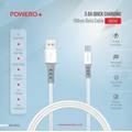Powero+ Fine Series PVC Micro USB Data Cable 3A 100CM/1M Compatible for Android Micro USB Port Devices - Sturdy Fast Charging & Data Transmission Connector - White
