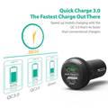 RAVPower QC3.0 36W Dual Port USB Car Charger with Multiple Protection & iSmart Technology - Lightweight Design Portable Car Power Adapter Compatible for Smartphones - Black