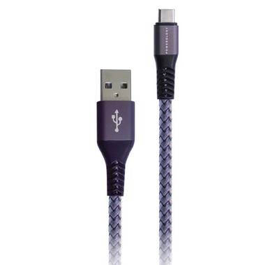 Powerology Nylon Braided Type-C Cable 1.2M Compatible for Android Type-C Devices - Long-lasting Excellent Durable Connector - Fast Charging & Data Transmission Cord - Gray