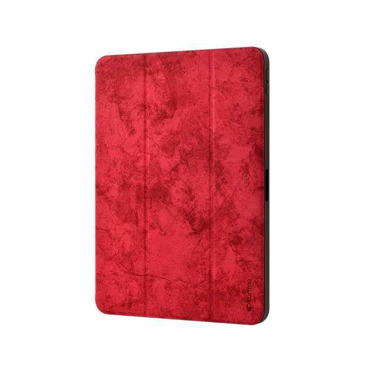 Devia Leather Case with Pencil Slot Compatible for Apple iPad Pro 12.9" ( 2018 ) Elegant & Slim Design 360° Full Protection Case - Three Fold Flip Stand Protective Cover - Red