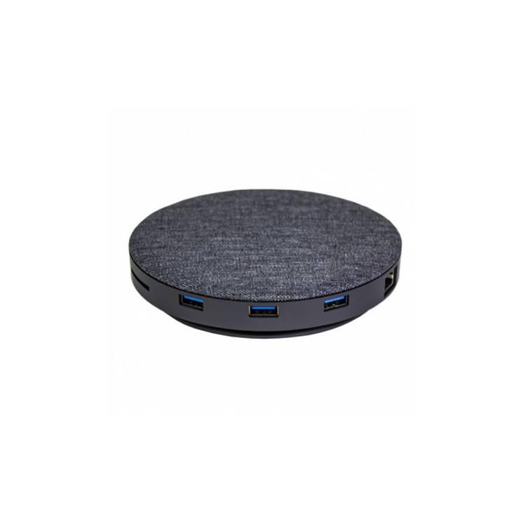 Devia UFO 10 in 1 USB-C HUB Wireless Charger (Type-C/USB3.3*3/HDMI/RJ45/SD/TF/Audio/VGA) - Waterproof Surface - Wireless Fast Charging Hub - Multi-port Extended Connection - Gray
