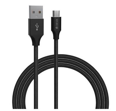 Devia Gracious Series data Cable for Micro 1m, Fast Charging, Data Transmission & Data Synchronization, 5V, 2.4A 1M , Nylon Woven  - Black