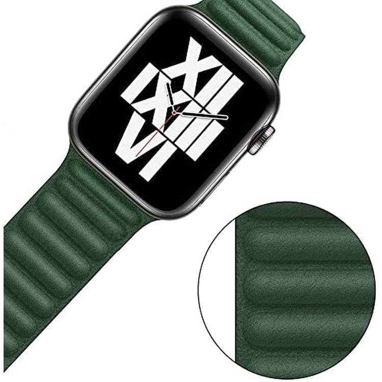 Devia Elegant Leather Loop Band for Smartwatch - Sturdy Magnetic Closure Strap - Fit & Comfortable Replacement Wrist Band Strap Compatible for Apple Watch 42/44MM -  Forest Green