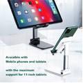 Devia Desktop Tablet Phone Stand, Adjustable, Lazy Stand, Anti-Slip Design, Safe & Secured, Portable Stand for Smartphones, Tablet, etc., Bedside, Office, Kitchen Table - Black