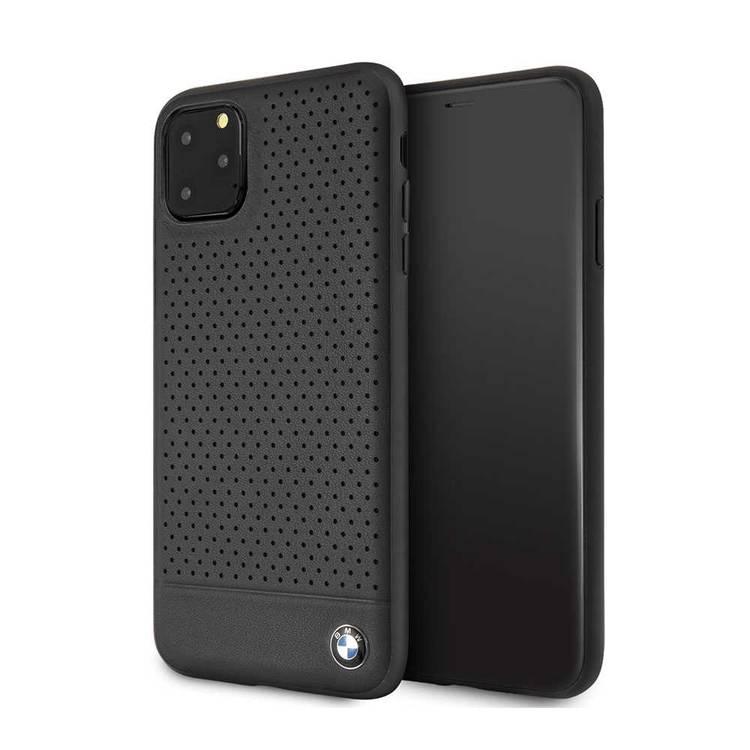CG MOBILE, BMW Perforated Leather HardCase Compatible w/ iPhone 11 Pro Max, Premium Leather, Anti-Scratch, Camera Protection, Easy Access to All Ports - Black