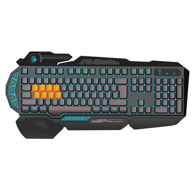 Bloody B318 8 Light Strike Gaming Keyboard with Extended Palm Rest & Game Mode - Anti-Slippery Lift - Zero Lag Response - Spill-Resistant - Ultra Durable Computer Keyboard - Black