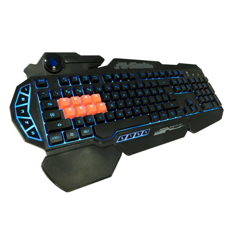 Bloody B318 8 Light Strike Gaming Keyboard with Extended Palm Rest & Game Mode - Anti-Slippery Lift - Zero Lag Response - Spill-Resistant - Ultra Durable Computer Keyboard - Black