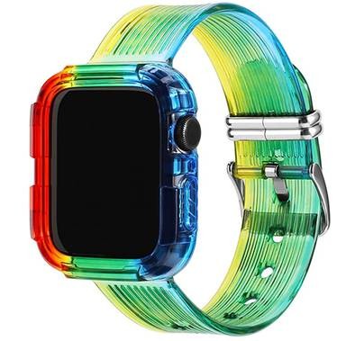 Ahastyle Rainbow TPU Watch Band for Smartwatch - Comfortable & Durable Stylish Design - Adjustable Replacement Wrist Band Strap Compatible for Apple Watch 42/44mm - Rainbow