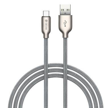 Devia Storm Series Zinc Alloy Braided Type-C Cable 1M 2.1A - Silver