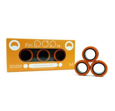 FinGears Magnetic Fidget Rings, Relieve Stress and Anxiety, Freestyle Magnetic Spinner Ring for Adult Pack of 3 (Orange/Black)