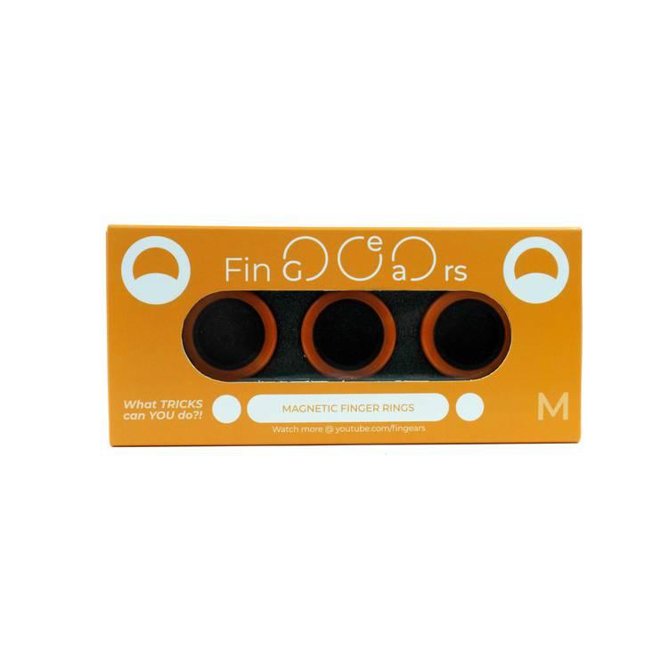 FinGears Magnetic Fidget Rings, Relieve Stress and Anxiety, Freestyle Magnetic Spinner Ring for Adult Pack of 3 (Orange/Black)